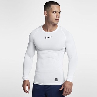 Top Nike Pro Maneca Lunga Barbati Albi Negrii | MQLP-25183